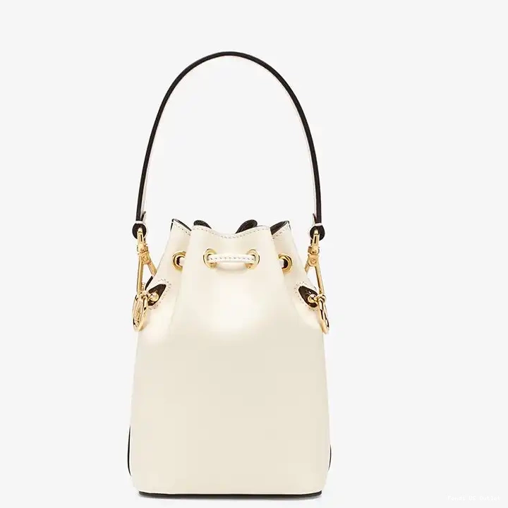 Affordable HOT White Tresor In Mini Fendi Logo Bag ROMA Bucket Mon Leather Calf 0520